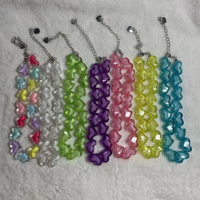acrylic heart necklace(7pcs)