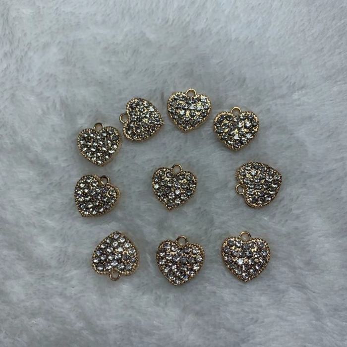alloy rhinestone heart charms（10pcs）