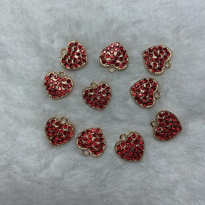 alloy rhinestone heart charms（10pcs）