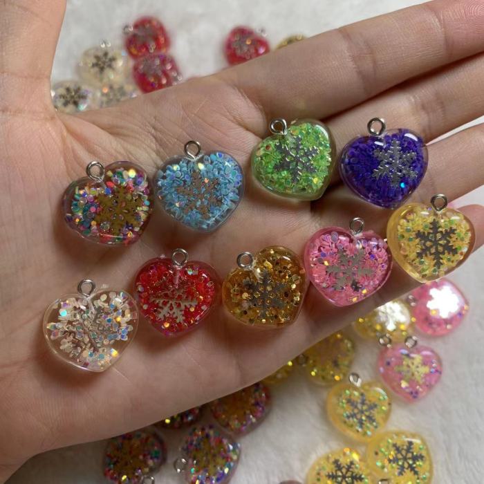 snowflake heart charm(10pcs)