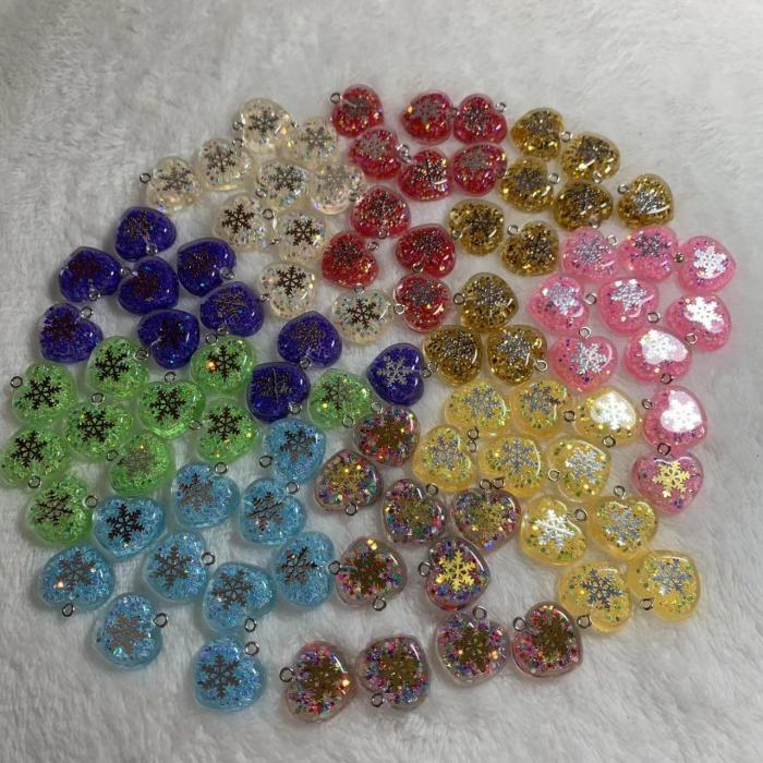 snowflake heart charm(10pcs)