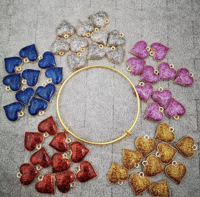 glitter heart charms(10pcs)