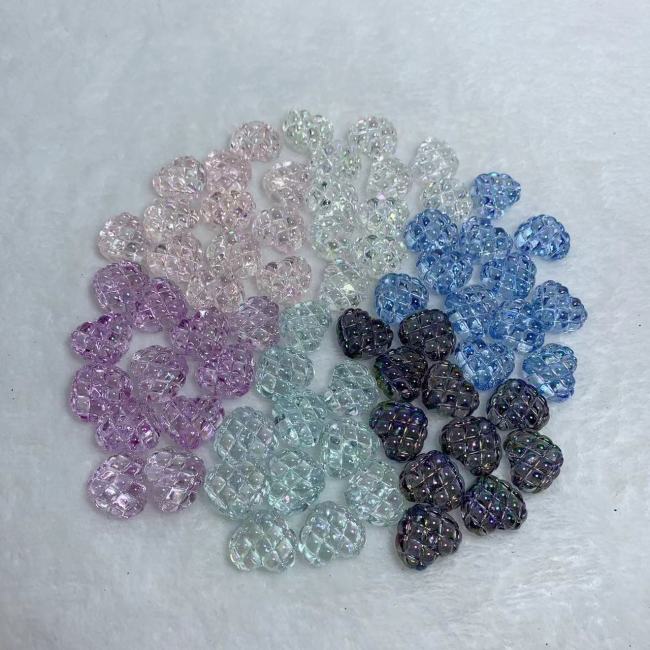 acrylic diamond check heart bead(10pcs)
