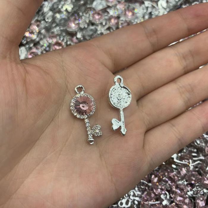 pink rhinestone charms(10pcs)