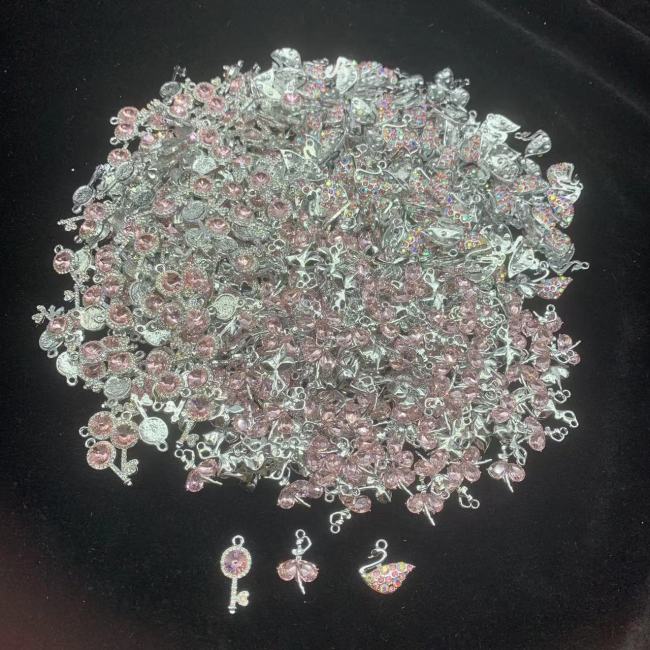 pink rhinestone charms(10pcs)