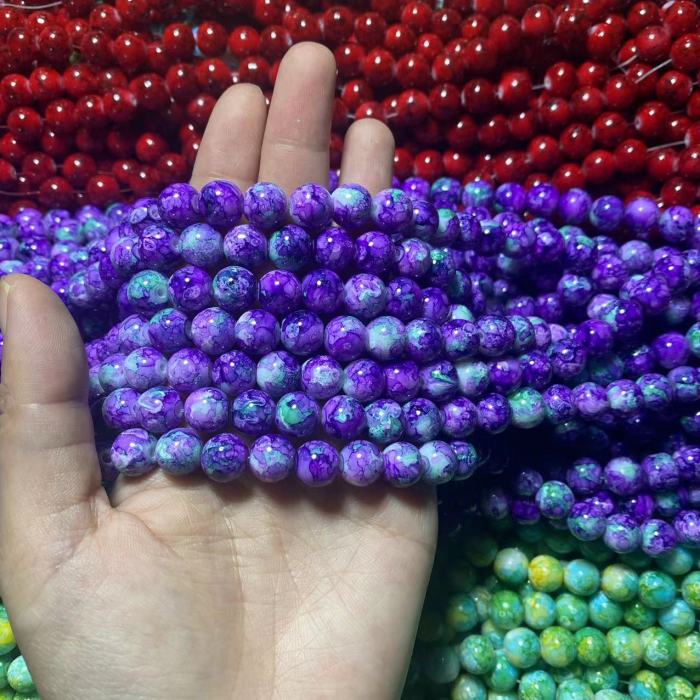10mm flower printed glass bead(80pcs)