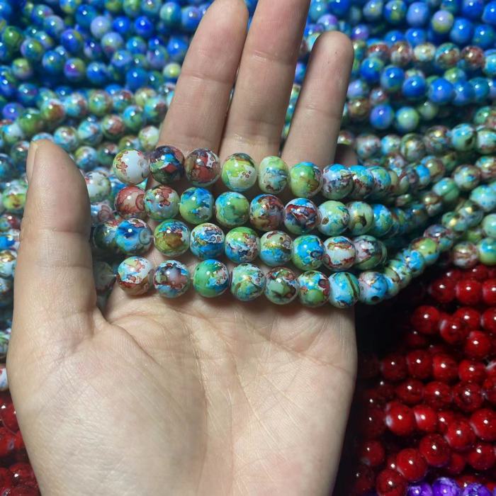 10mm flower printed glass bead(80pcs)