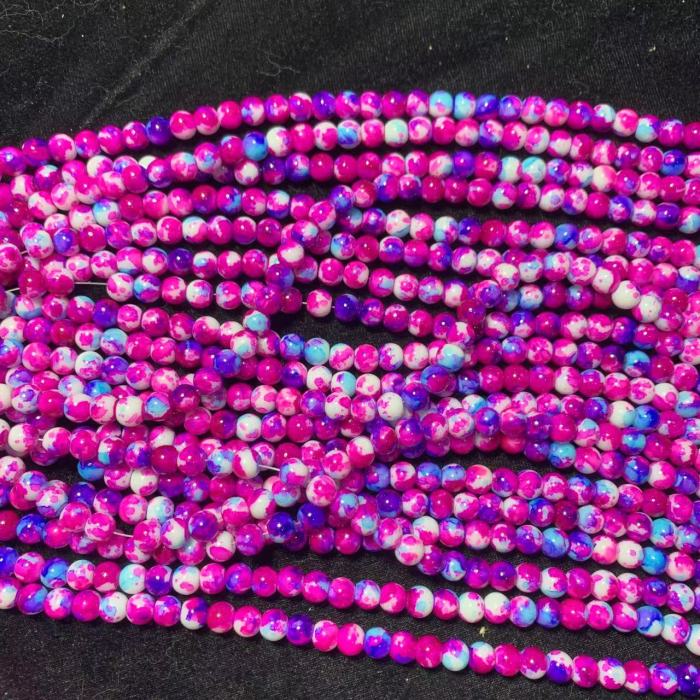 8mm flower printed bead (100pcs )