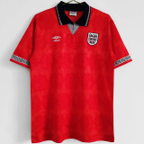 1990 England Away Red Retro Soccer Jersey