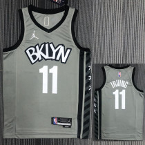 21-22 Nets IRVING #11 Grey 75th Anniversary Trapeze Edition Top Quality Hot Pressing NBA Jersey