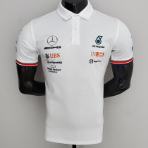 2022 F1 Mercedes White Polo Racing Suit(有领)