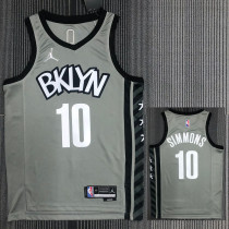 21-22 Nets SIMMONS #10 Grey 75th Anniversary Trapeze Edition Top Quality Hot Pressing NBA Jersey