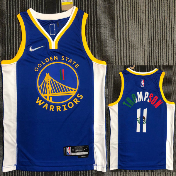 21-22 Warriors THOMPSON #11 'Mexico' Blue City Edition Top Quality Hot Pressing NBA Jersey