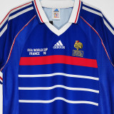 1998 ZIDANE #10 France Home Retro Soccer Jersey(右胸带小字)