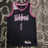 Timberwolves EDWARDS #1 Purple Black Top Quality Hot Pressing NBA Jersey