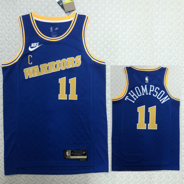 22-23 WARRIORS THOMPSON #11 Blue Top Quality Hot Pressing NBA Jersey (Retro Logo)