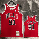 1998 BULLS RODMAN #91 Red Retro Top Quality Hot Pressing NBA Jersey