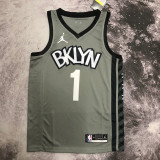 NETS BRIDGES #1 Grey Top Quality Hot Pressing NBA Jersey (Trapeze Edition)