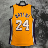 2009 LAKERS BRYANT #24 Yellow Retro Top Quality Hot Pressing NBA Jersey