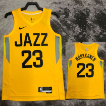 22-23 JAZZ MARKKANEN #23 Yellow Top Quality Hot Pressing NBA Jersey