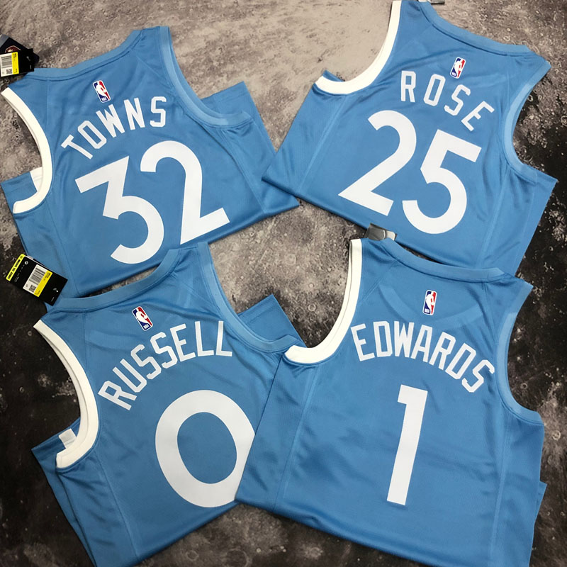 US$ 26.00 - 2019-20 Timberwolves RUSSELL #0 Sky Blue Retro Top Quality Hot  Pressing NBA Jersey - m.