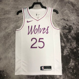 2018-19 Timberwolves ROSE #25 White Retro Top Quality Hot Pressing NBA Jersey