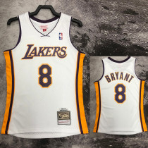 2003-04 LAKERS BRYANT #8 White Retro Top Quality Hot Pressing NBA Jersey(V领)