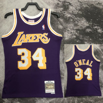 1996-97 LAKERS O'NEAL #34 Purple Retro Top Quality Hot Pressing NBA Jersey(圆领）