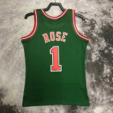 2008-09 BULLS ROSE #1 Green Retro Top Quality Hot Pressing NBA