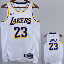 22-23 LAKERS JAMES #23 White Top Quality Hot Pressing NBA Jersey(圆领)