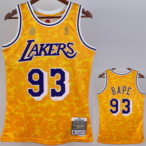 US$ 26.00 - 2023 LAKERS & BAPE #93 Yellow Top Quality Hot Pressing NBA  Jersey - m.