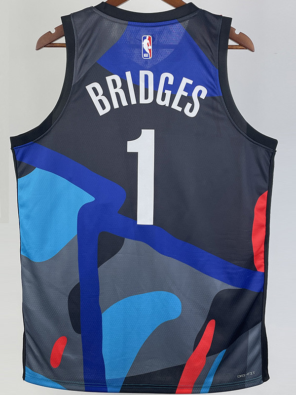 US$ 26.00 - 23-24 NETS BRIDGES #1 Blue Black City Edition Top Quality Hot  Pressing NBA Jersey - m.