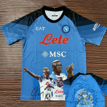 22-23 Napoli Face Picture Osimhen Blue Fans Soccer Jersey 奥斯梅恩