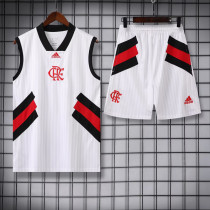 23-24 Flamengo Casual Classic White Tank top and shorts suit