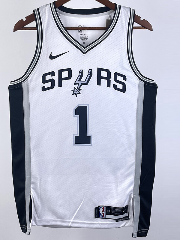 High Quality】Men's New Original NBA San Antonio Spurs #1 Victor Wembanyama  Association Edition Jersey Heat-pressed White