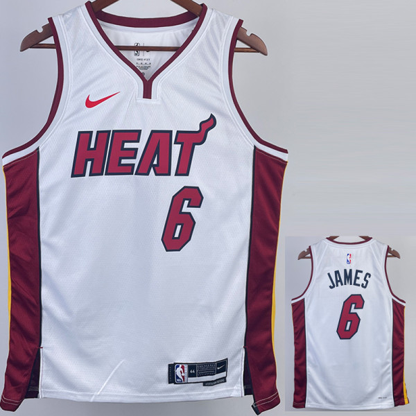 22-23 HEAT JAMES #6 White Top Quality Hot Pressing NBA Jersey (V领）