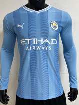 23-24 Man City Home Long Sleeve Player Version Soccer Jersey (长袖球员)