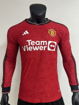 23-24 Man Utd Home Long Sleeve Player Version Soccer Jersey (长袖球员)
