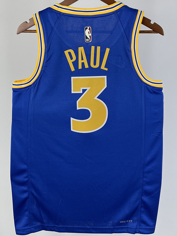 US$ 26.00 - 22-23 WARRIORS PAUL #3 White Top Quality Hot Pressing NBA Jersey  (V领) - m.