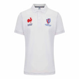 2023 France White Rugby Polo Short Sleeve