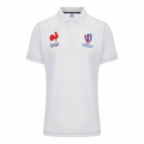 2023 France White Rugby Polo Short Sleeve