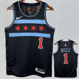 2019 BULLS ROSE #1 Black City Edition Top Quality Hot Pressing NBA Retro Jersey