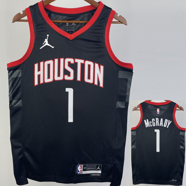 23-24 Rockets McGRADY #1 Black Top Quality Hot Pressing NBA Jersey (Trapeze Edition)飞人版