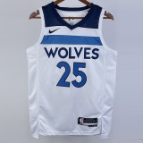 22-23 Timberwolves ROSE #25 White Top Quality Hot Pressing NBA Jersey