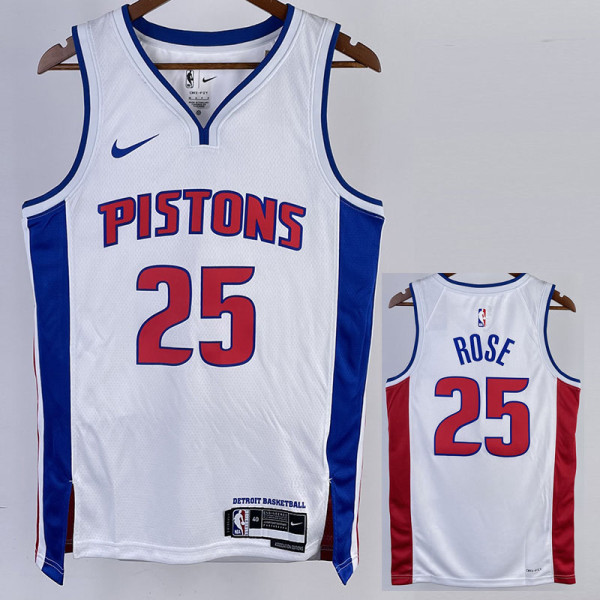 22-23 Pistons ROSE #25 White Top Quality Hot Pressing NBA Jersey