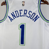 23-24 TIMBERWOLVES ANDERSON #1 White Top Quality Hot Pressing NBA Jersey (Retro Logo)