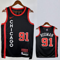 23-24 BULLS RODMAN #91 Black City Edition Top Quality Hot Pressing NBA Jersey