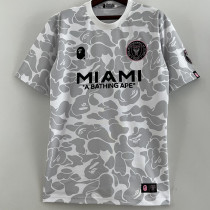 23-24 Inter Miami Grey White Joint Edition Fans Soccer Jersey (左袖带图案) 猿