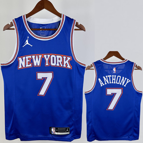 21-22 KNICKS ANTHONY #7 Blue Top Quality Hot Pressing NBA Jersey (Trapeze Edition) 飞人版