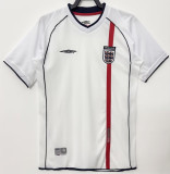 2002 England Home White Retro Soccer Jersey